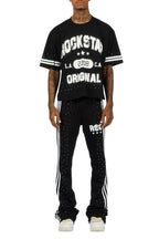 Tylla Black Rhinestone T-Shirt/Baggy Stacked Track Set