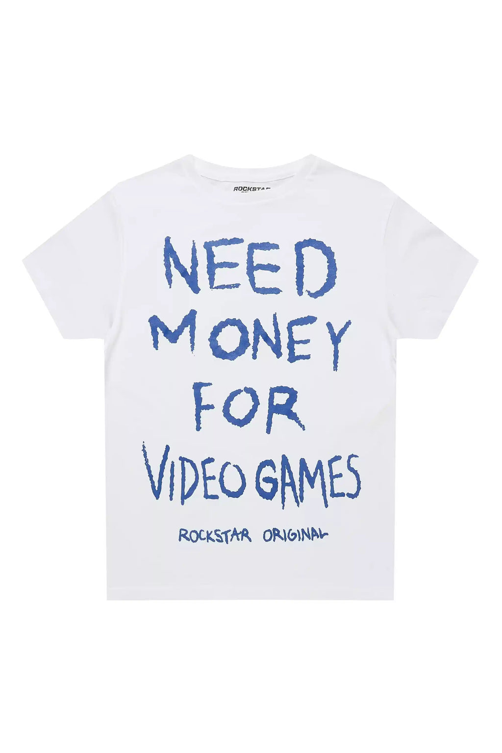 Boys M4 Video Games White/Royal Blue Graphic T-Shirt