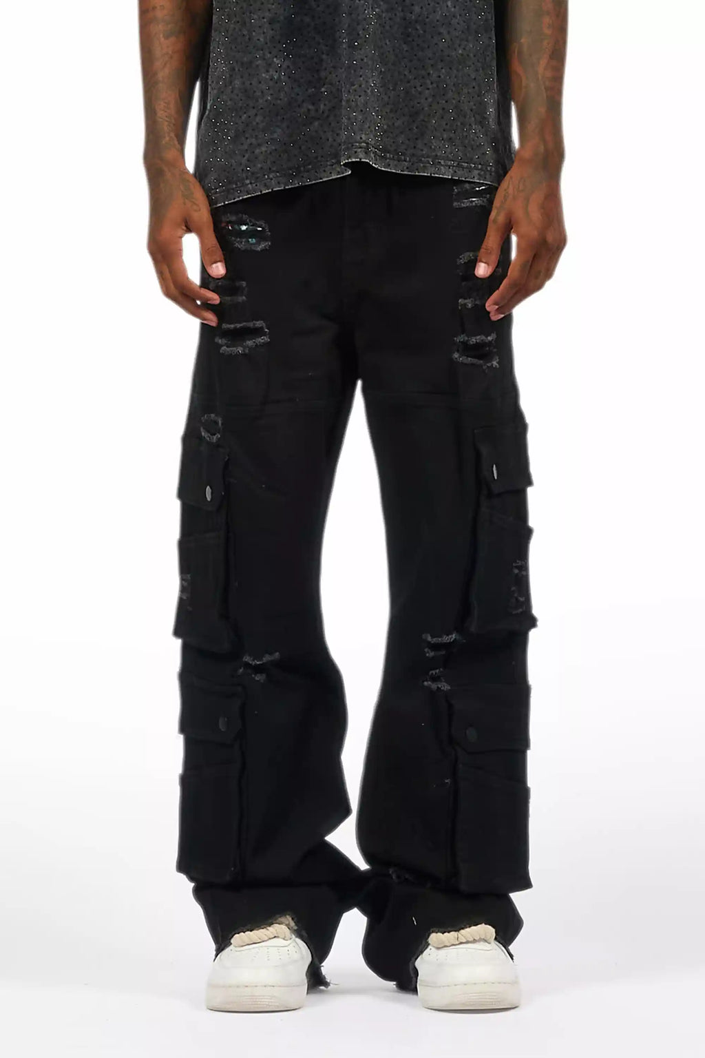Keylor Black Distressed Baggy Fit Jean