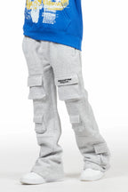 Boys Connor Grey Stacked Flare Track Pant