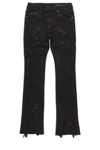 Boys Fateh Jet Black  Stacked Flare Jean