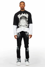 Kodak Black/White Painter Stacked Flare Jean