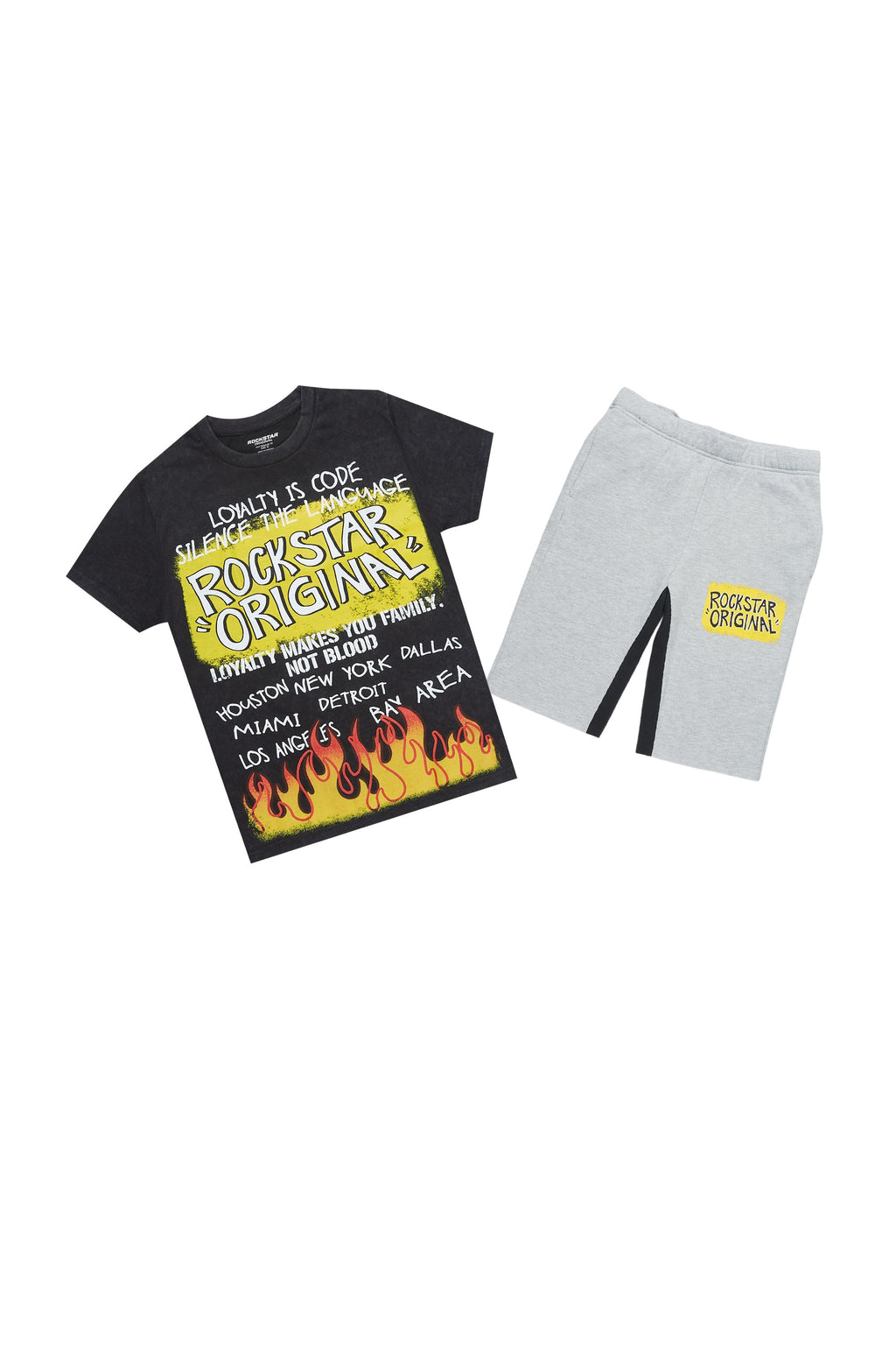Boys Beno Black/Grey T-Shirt/Short Set