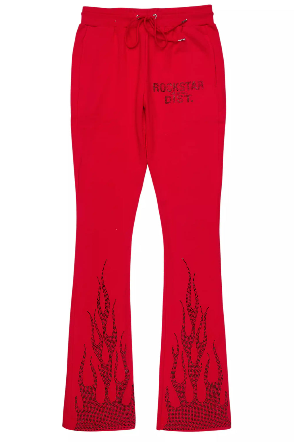 Pyrel Red/Black Rhinestone Stacked Flare Pant