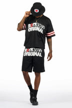 Crown Black Mesh Jersey Short Set