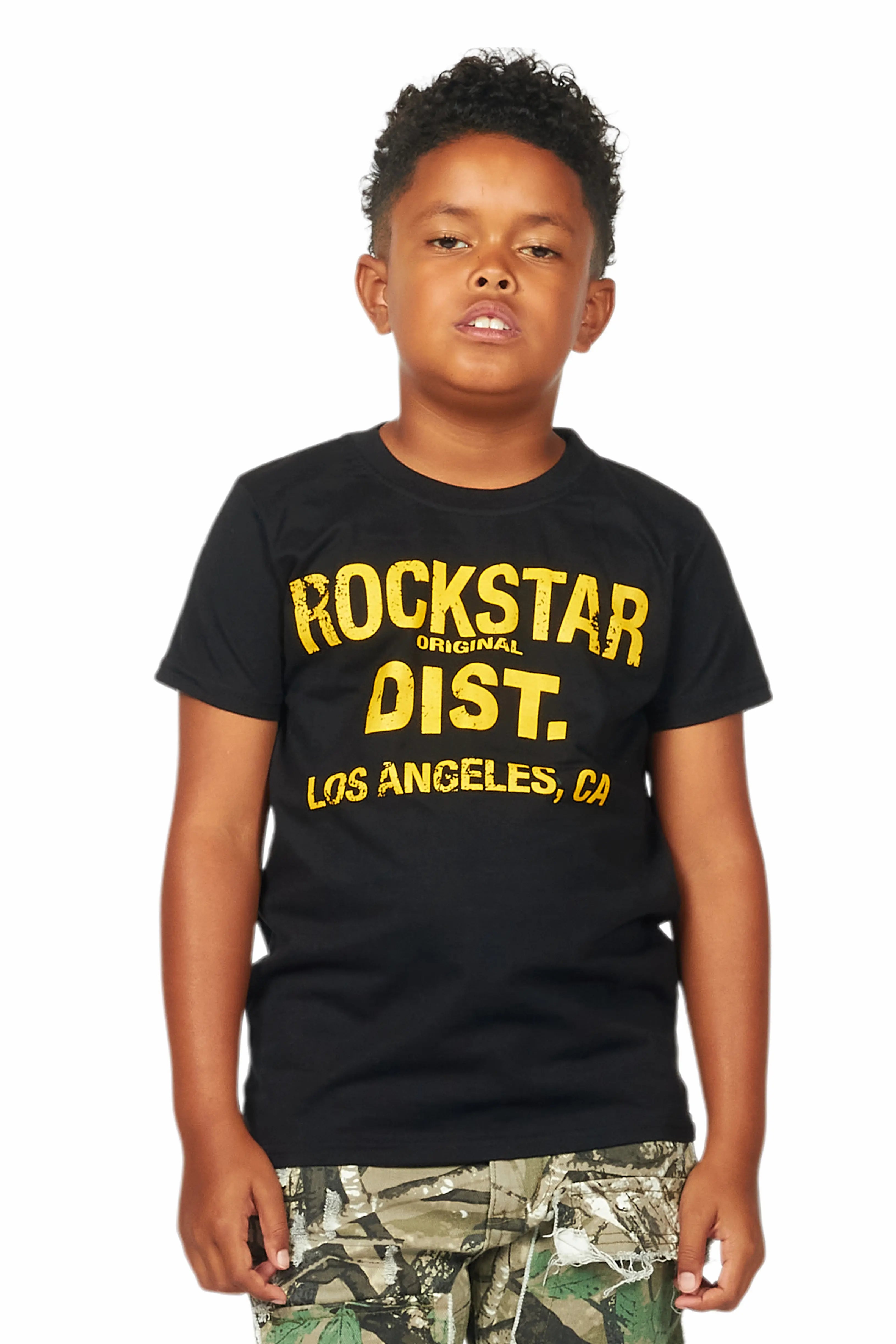 Boys Koen Black/Yellow Graphic T-Shirt