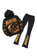 Nelz Black/Orange Graphic Hoodie/Baggy Track Pant Set