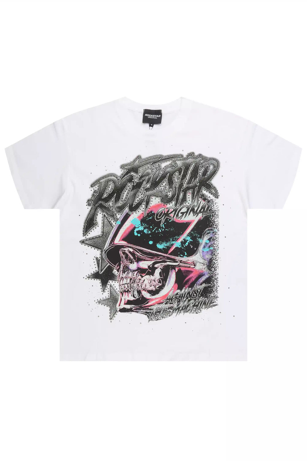 Outerworld White Graphic Rhinestone T-Shirt