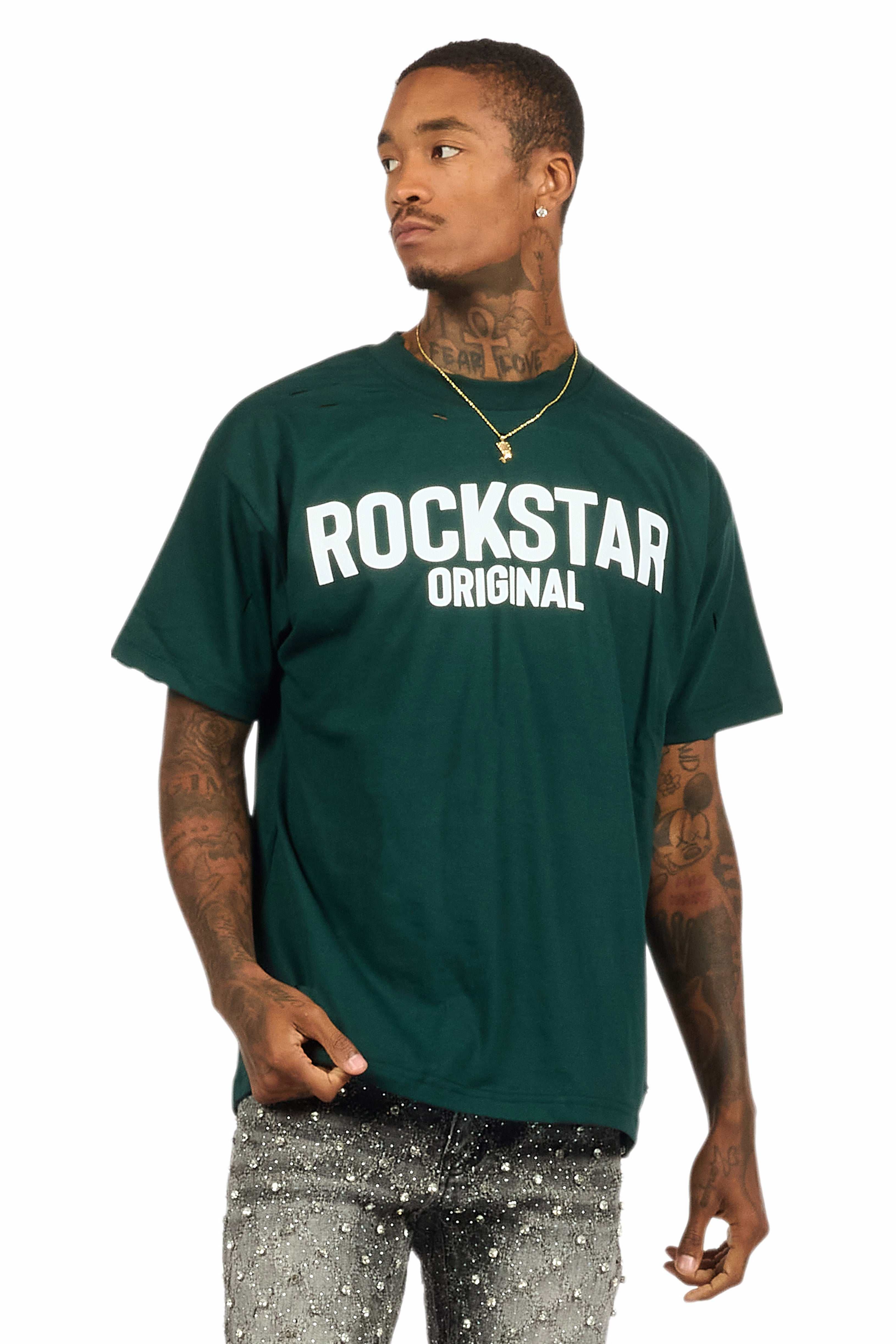 Sana 2.0 Dark Green/White Oversized Graphic T-Shirt