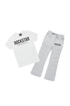 Boys Emilio White /Heather Grey T-Shirt Flare Sweat Pant Set