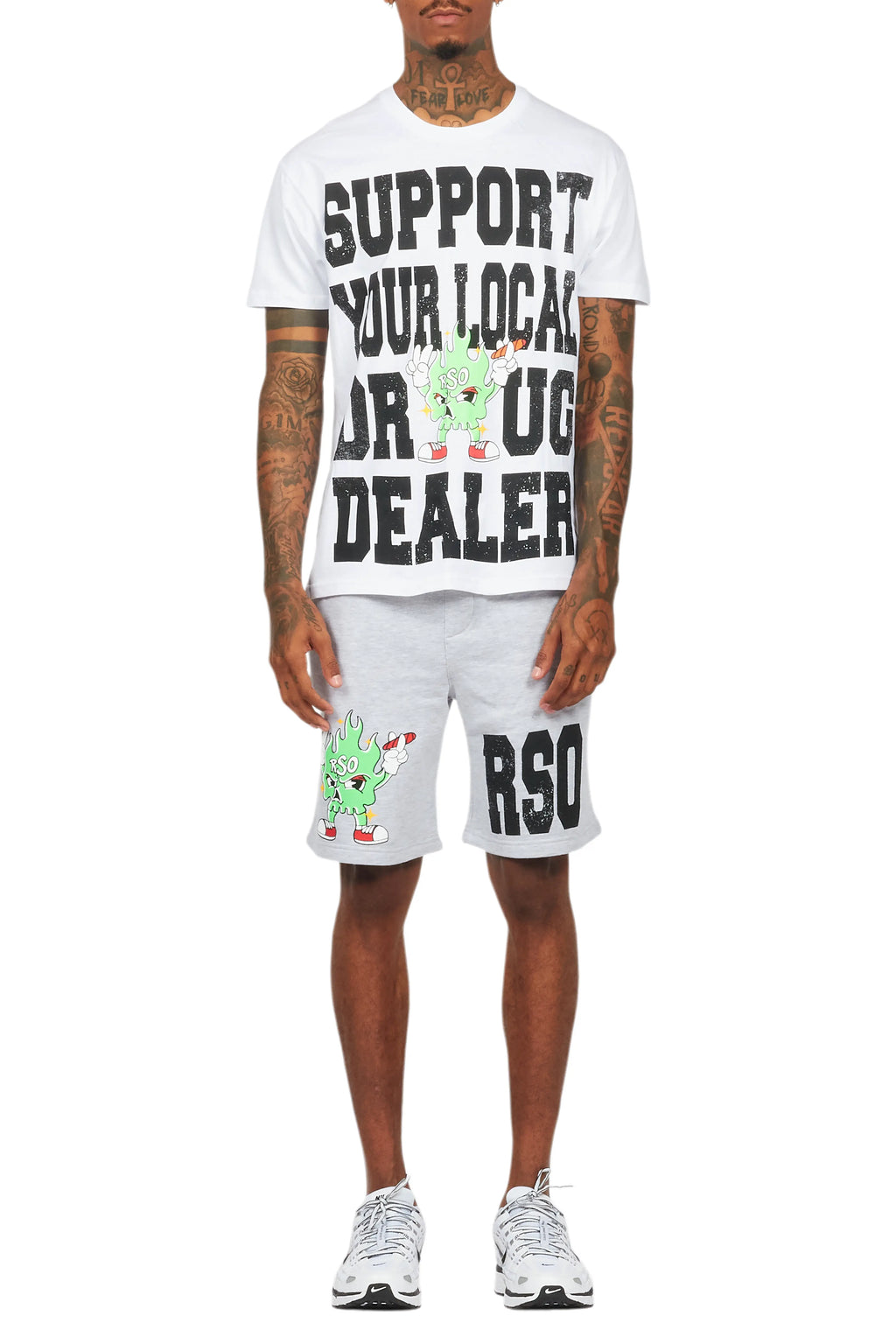 Tarl White/Grey Graphic T-Shirt Short Set