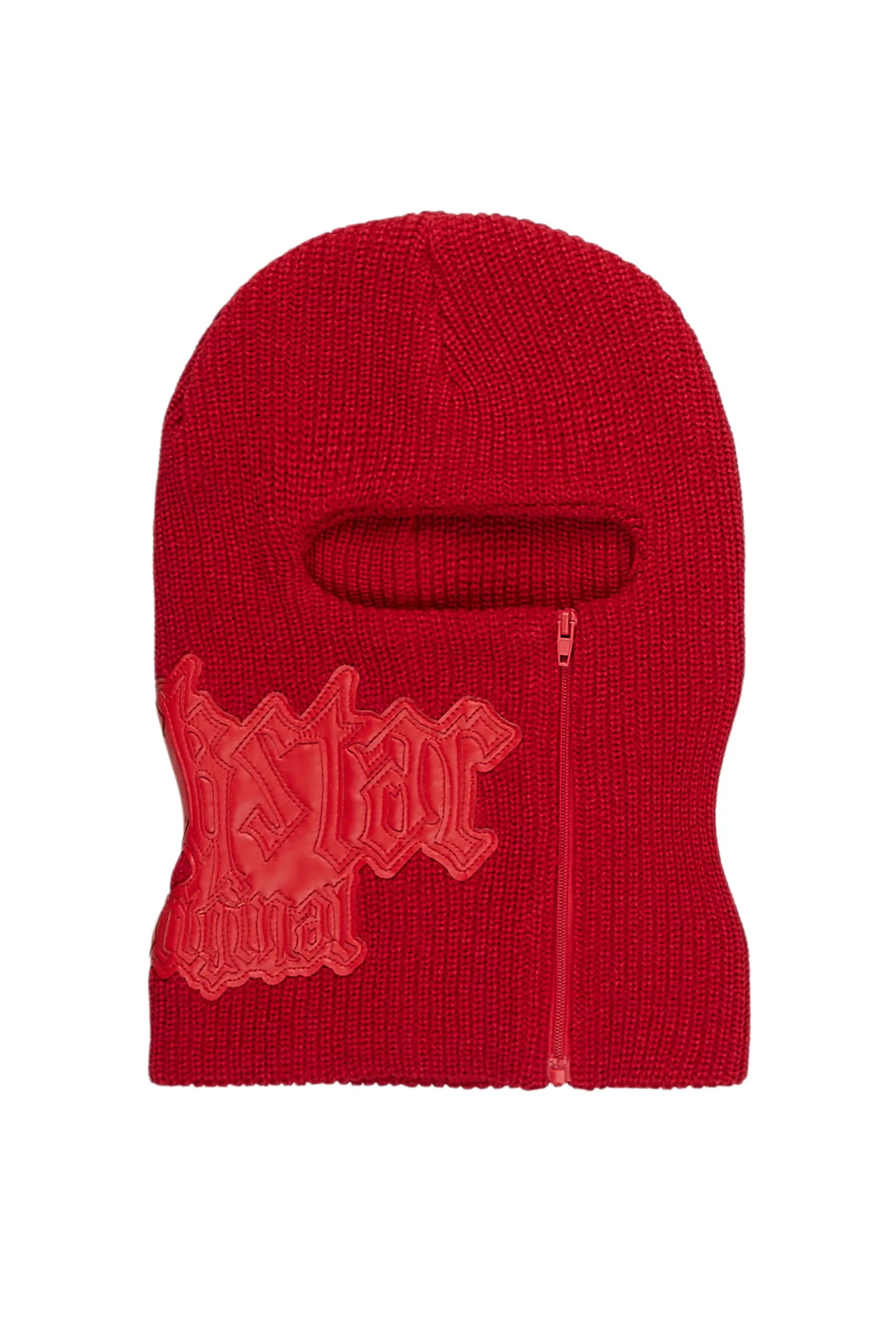 Girls Zeyie Red Rubber Patch Ski Mask