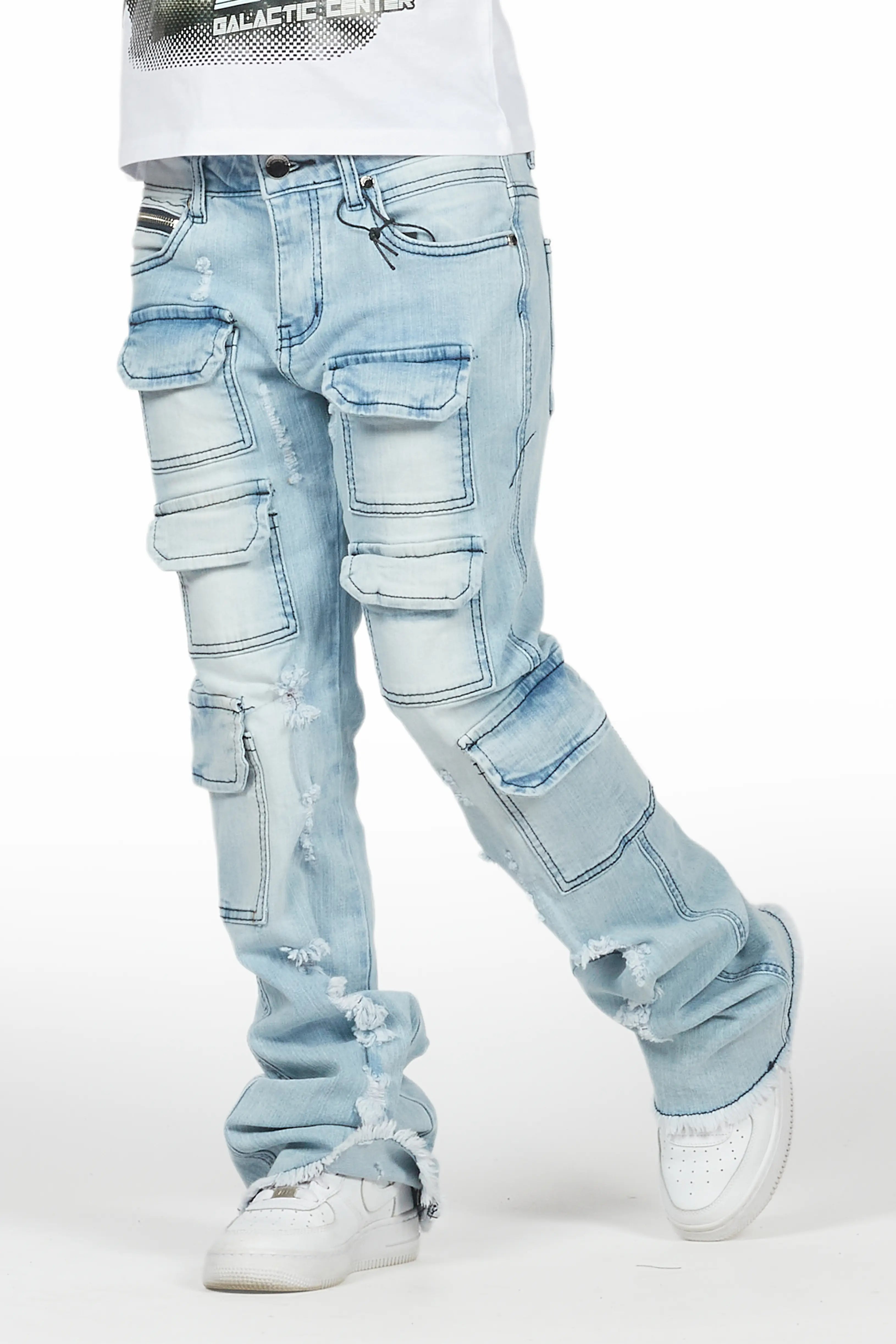 Boys Kade Blue Stacked Flare Jean