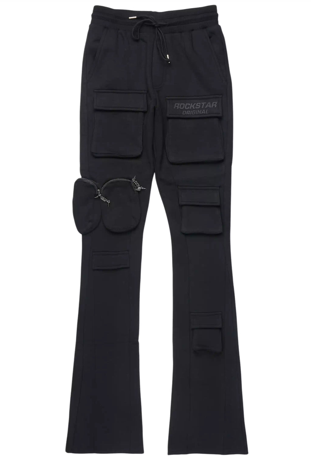 Noriko Black/Black Stacked Flare Track Pant