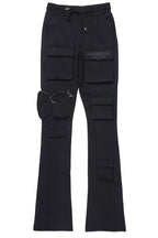 Noriko Black/Black Stacked Flare Track Pant