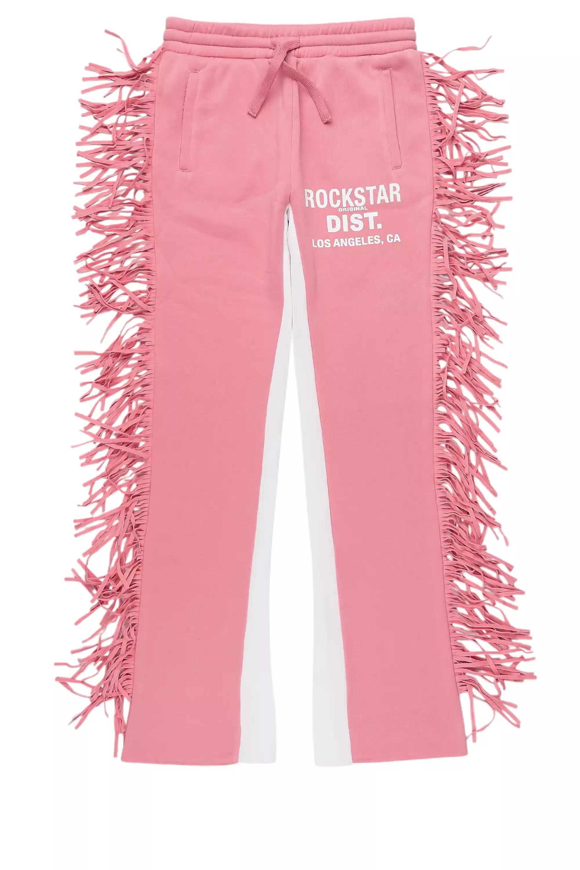 Girls Kendra Pink Fringe Stacked Flare Pant