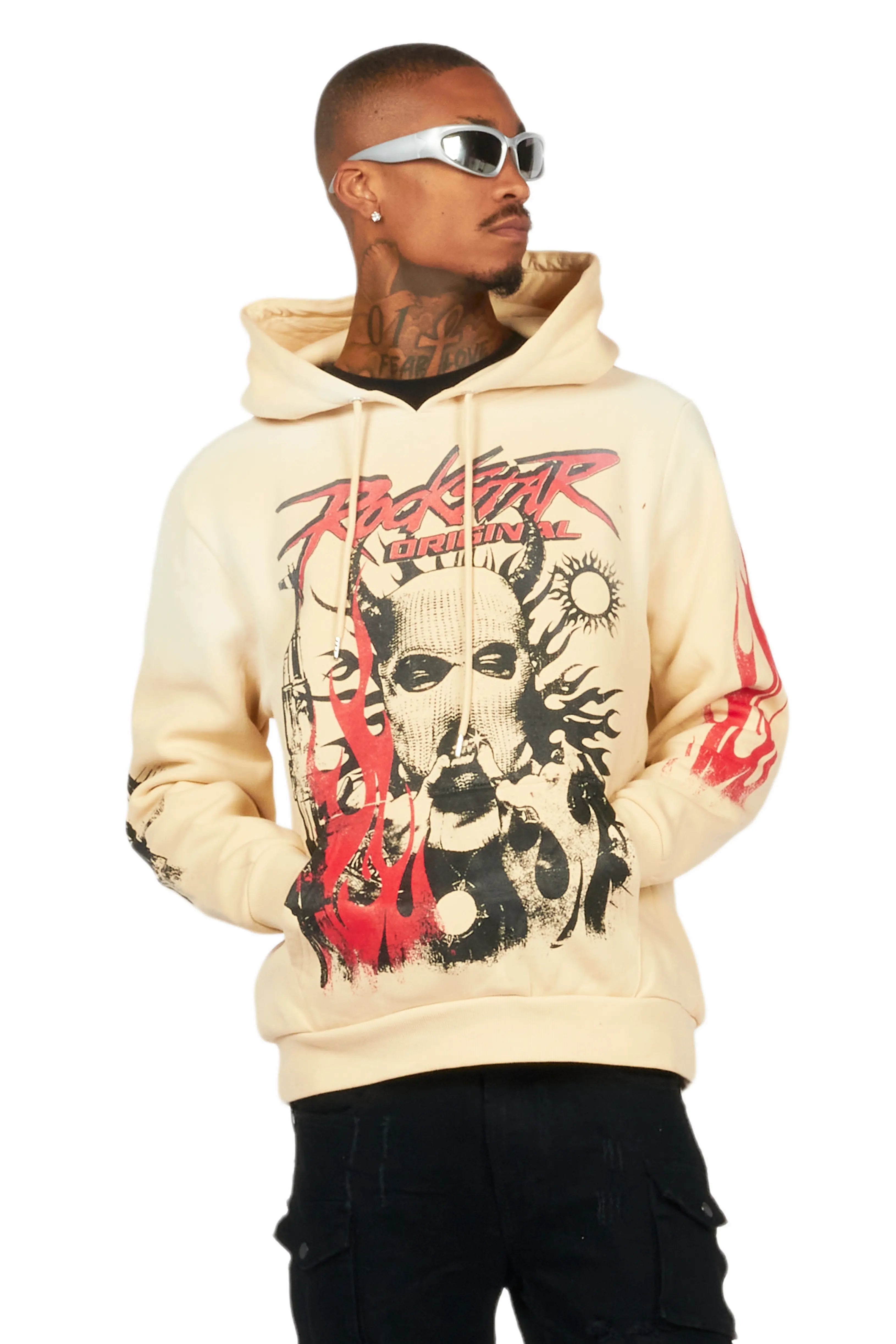 Mercy Beige Graphic Hoodie
