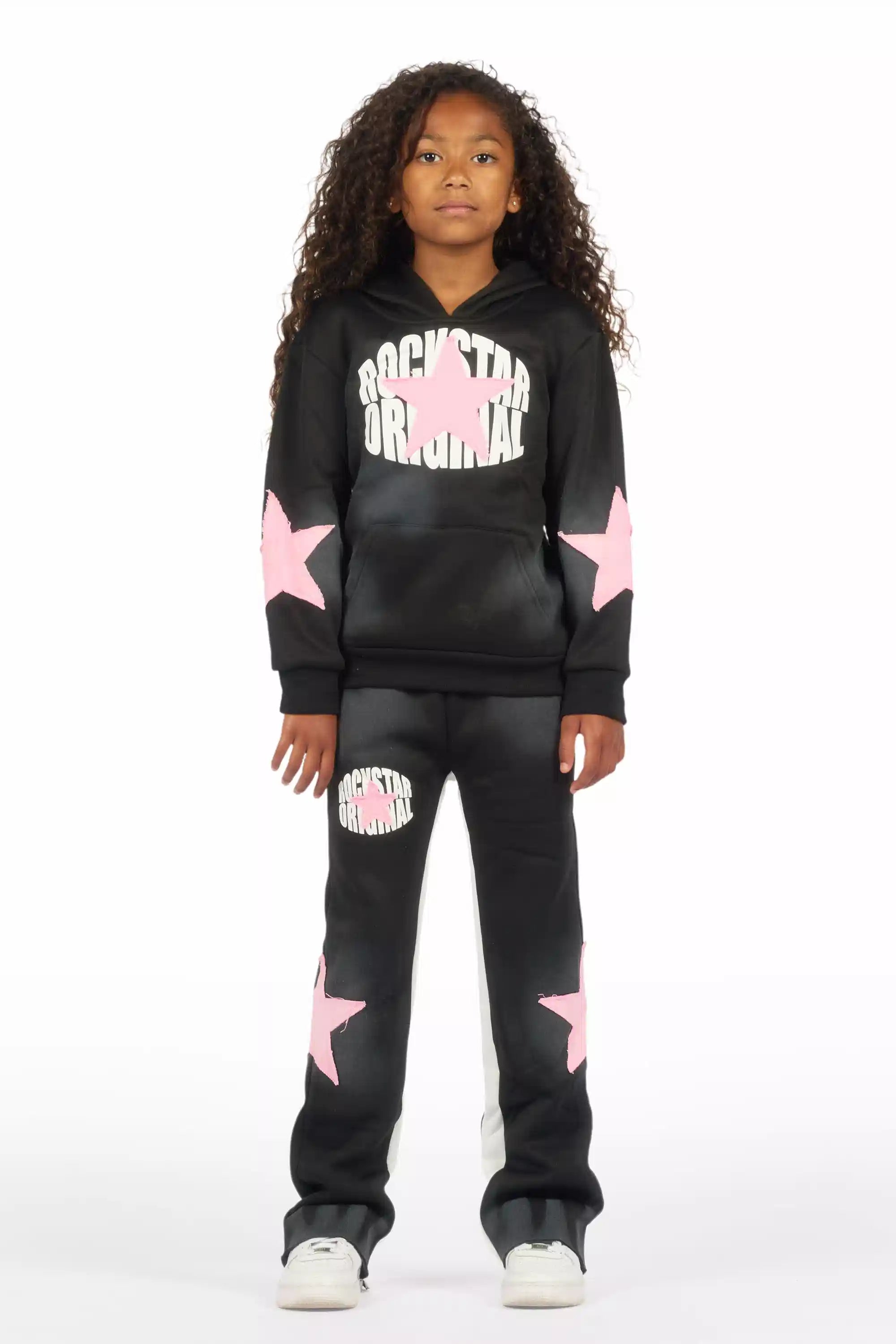 Girls Khaly Black/Pink Track Set