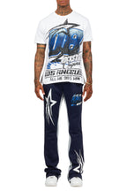 Kastell White/Navy T-Shirt/Stacked Baggy Track Pant Set