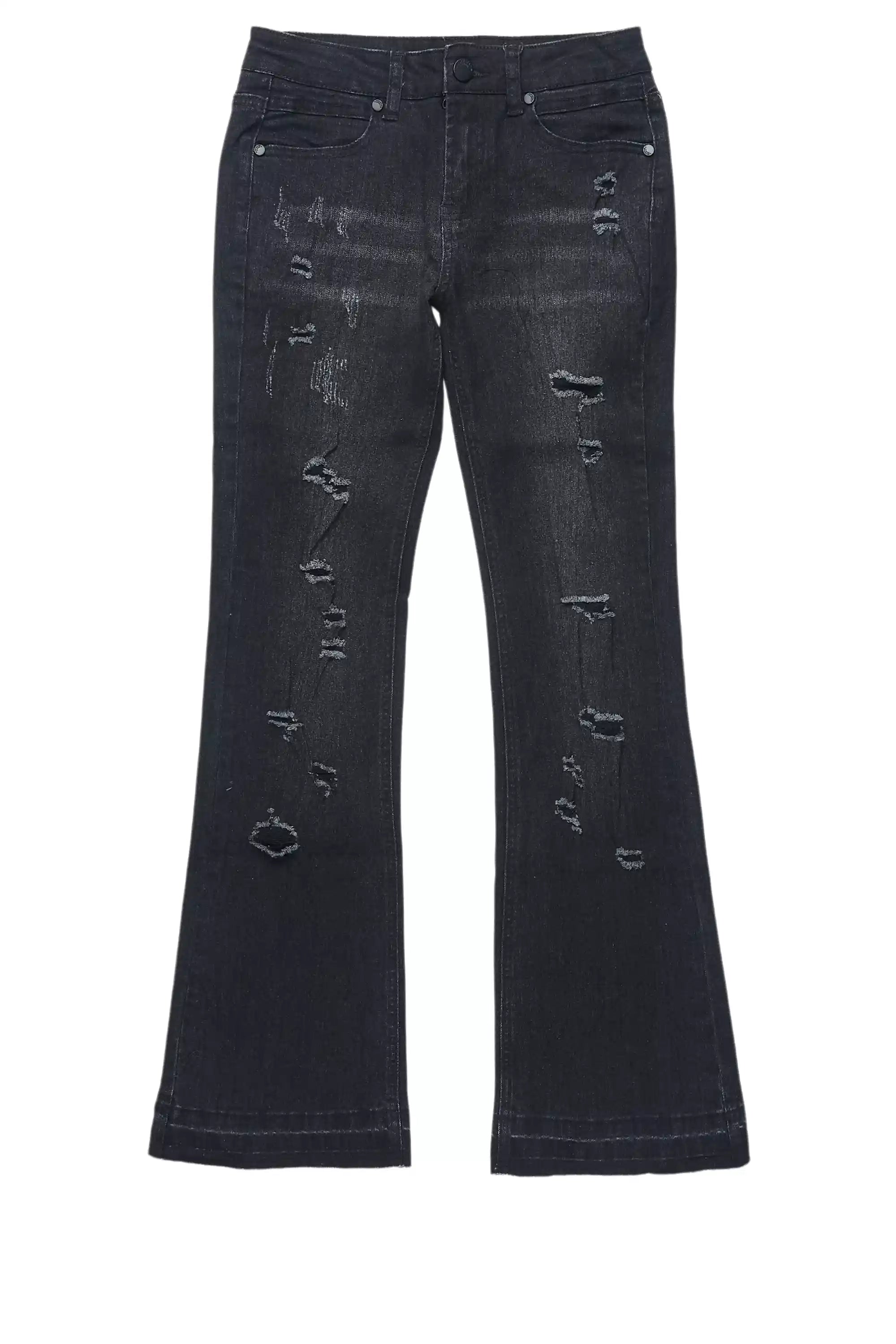 Boys Stellan Black Stacked Flare Jean