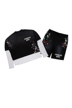 Darien Black Double Layer T-Shirt Short Set