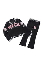 Girls Esmeralda Black Fleece Super Stacked Flare Track Set
