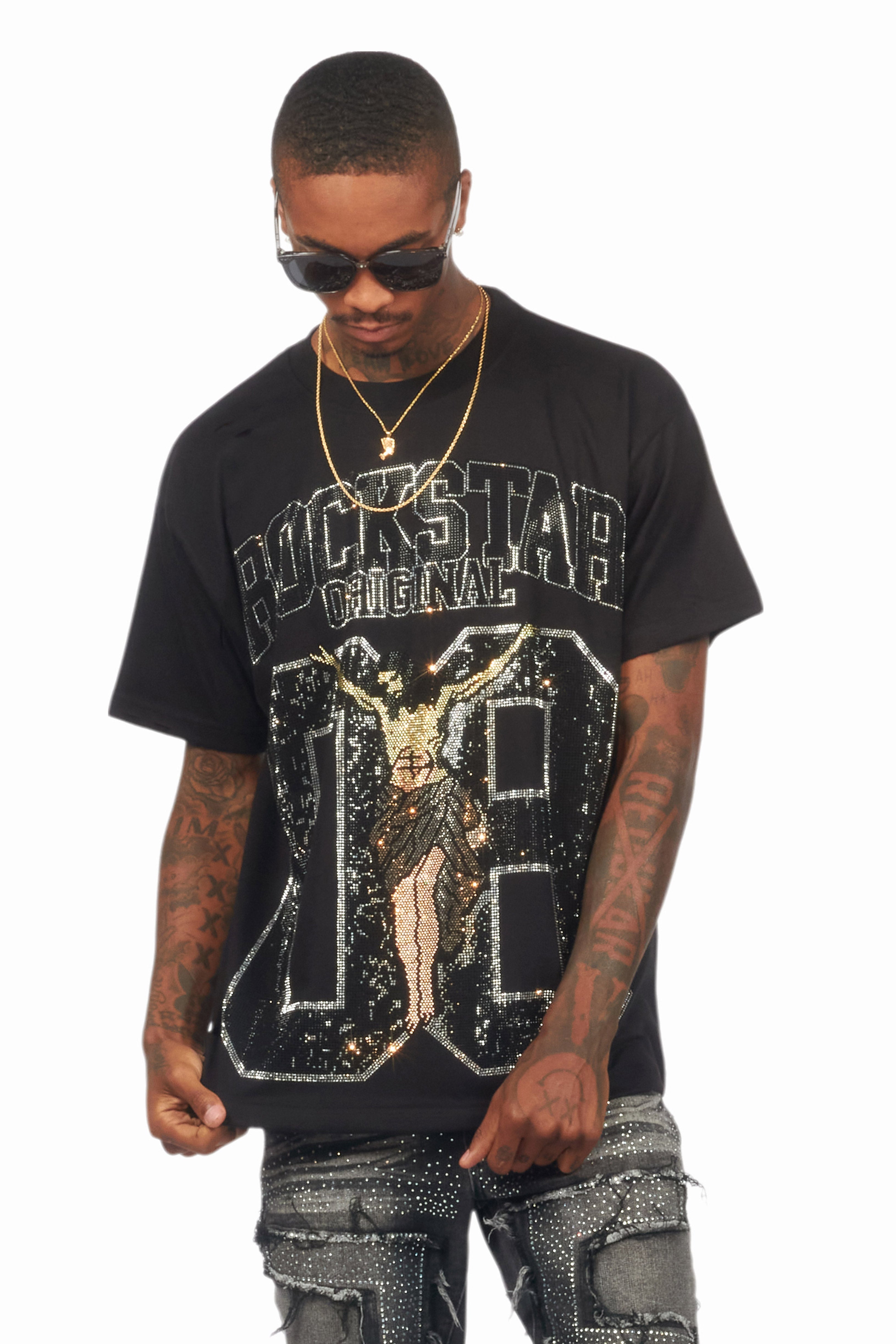 Cavan Black Graphic Rhinestone T-Shirt