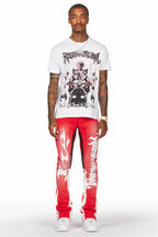 Deathrow White/Red T-Shirt/Stacked Flare Pant Set