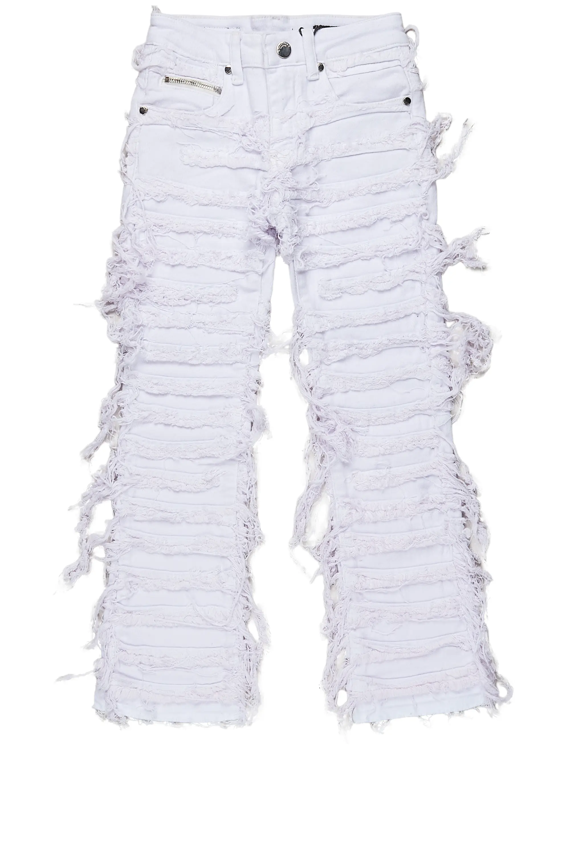 Girls Bliss White Stacked Flare Jean