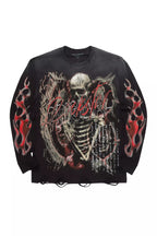 Scipt Black/Red Long Sleeve Graphic T-Shirt