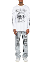 All Seeing Eyes White/Grey Long Sleeve T-Shirt/Baggy Pant Set