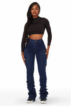 Vixen Dark Wash Cargo Super Stacked Jean