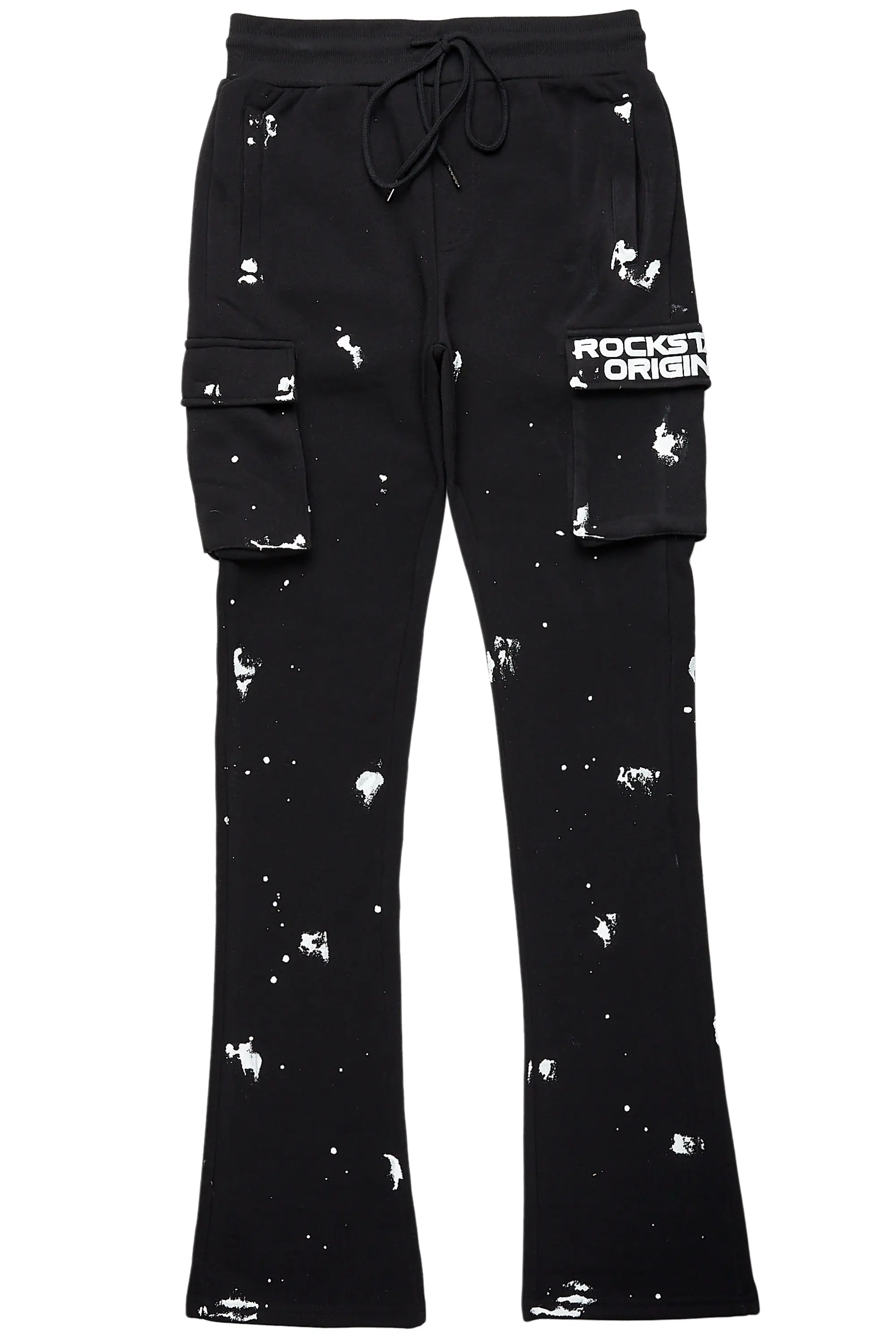 Radko Black Stacked Flare Cargo Pants