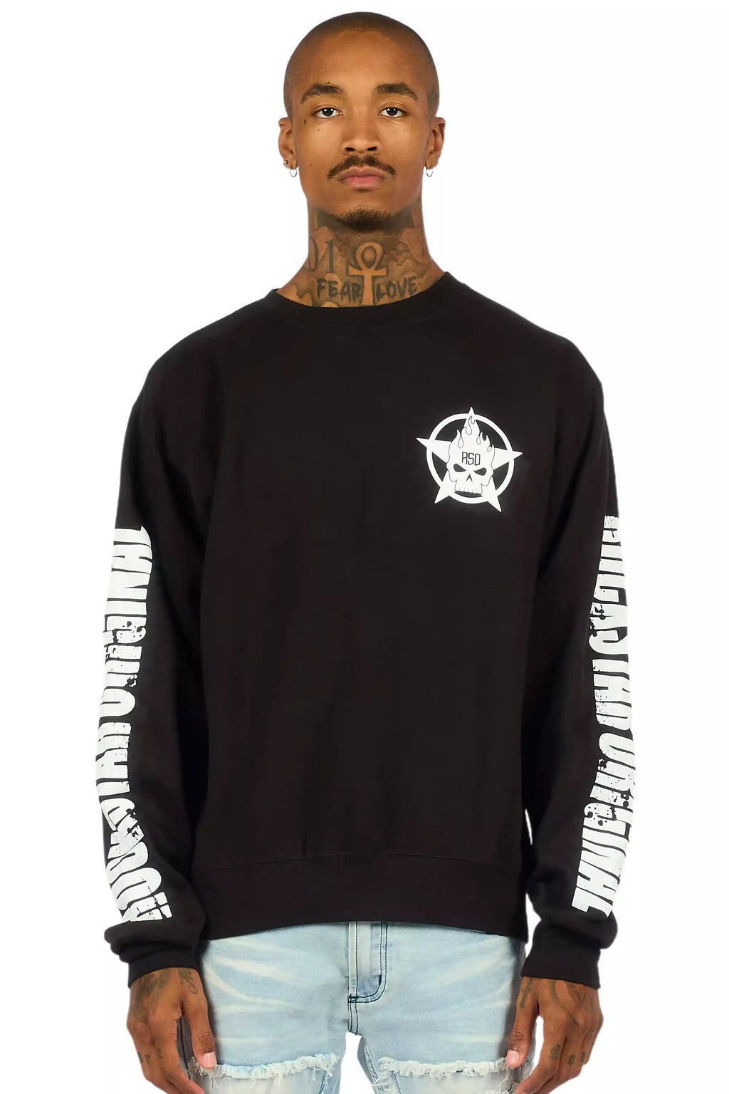 Keve Black/White Graphic Crewneck Sweatshirt