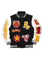 Boys Fio Black/White Varsity Jacket