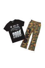 Boys Amos Black/Camo T-Shirt/Stacked Flare Pant Set