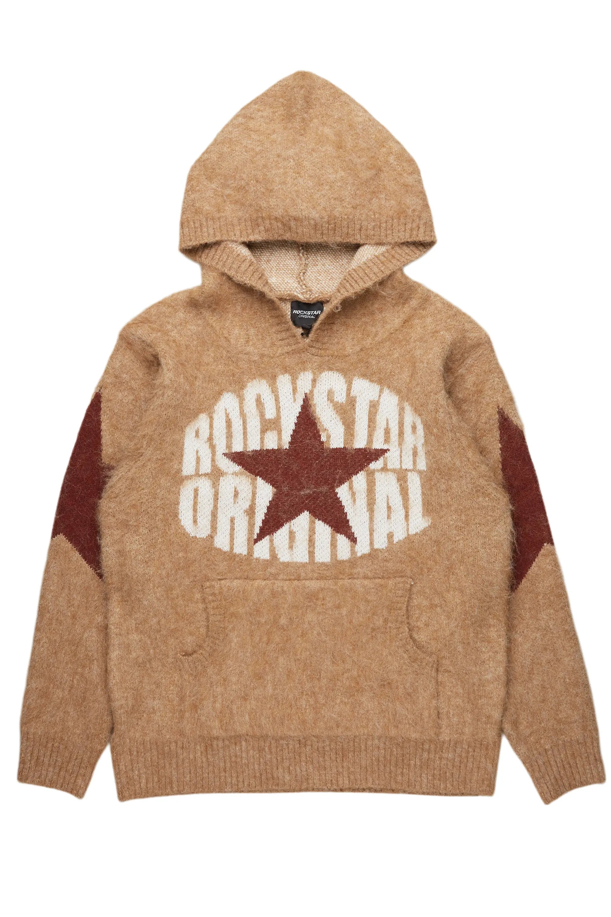 Nasheaka Brown Graphic Mohair Hoodie