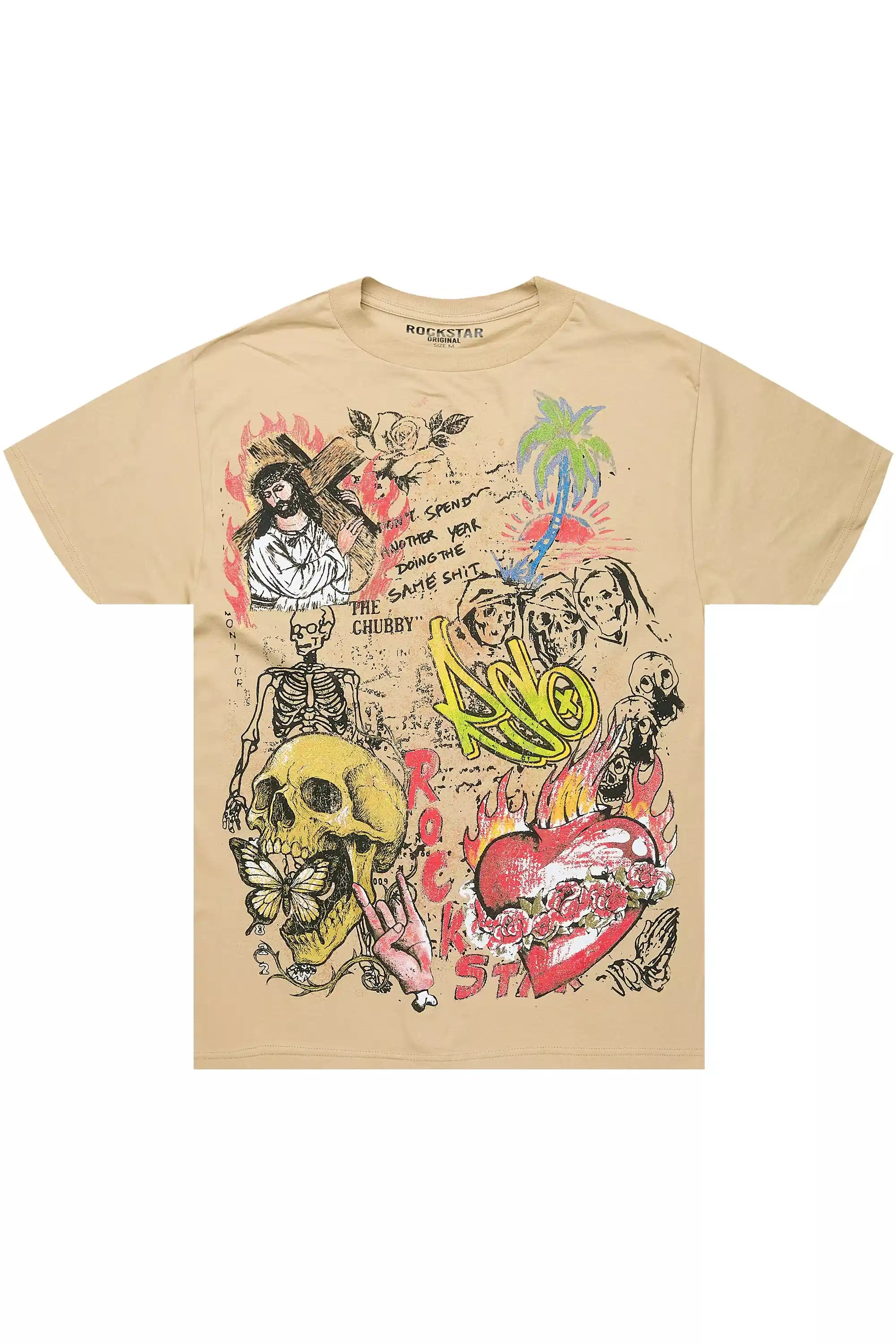 Zyver Beige Graphic T-Shirt