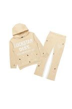 Boys Scottie Beige/White Baggy Stacked Track Set
