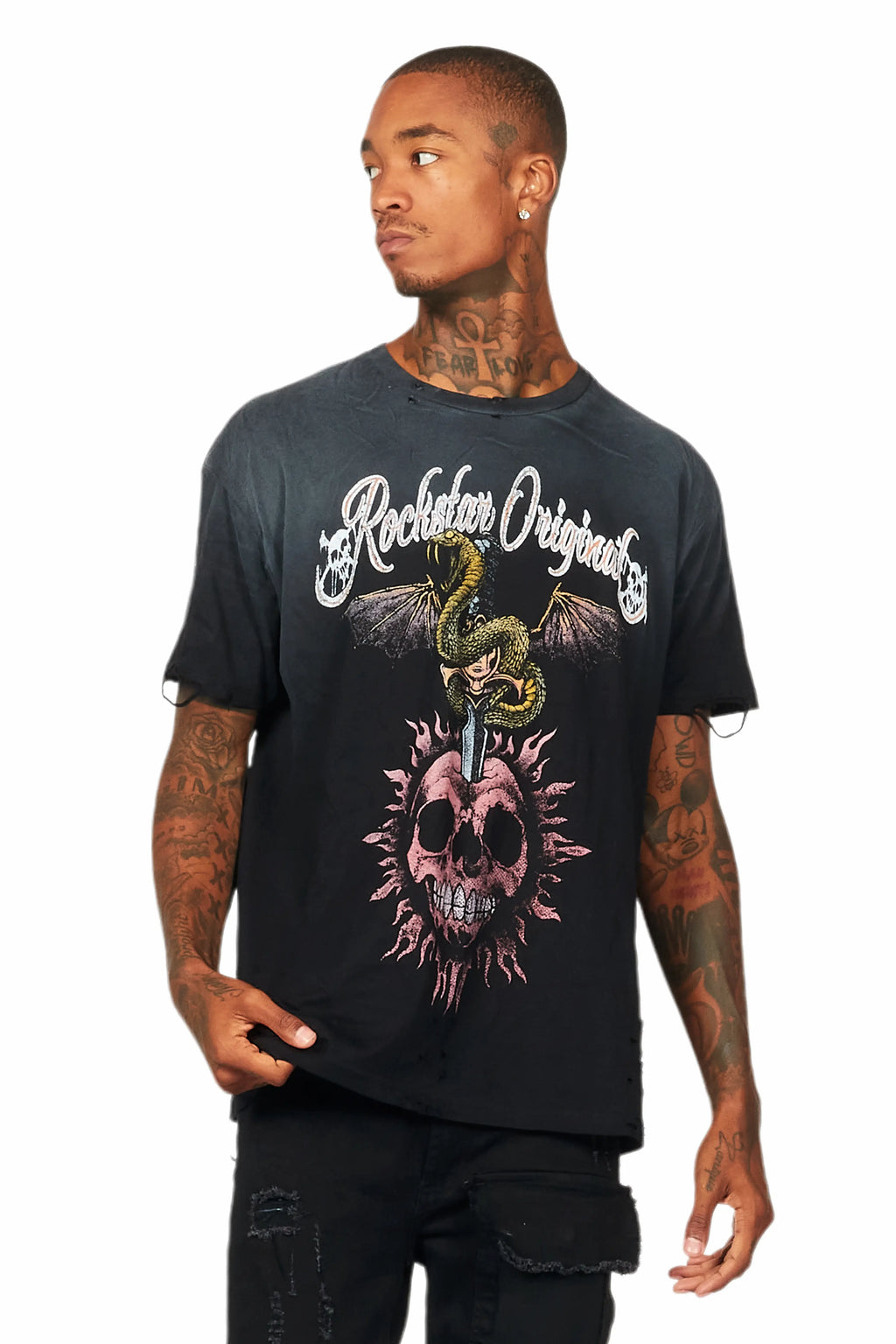 Banjo Black Graphic Oversized T-Shirt