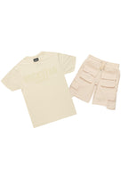 Sana Beige T-Shirt Cargo Shorts Set