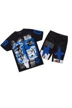 Grill Black/Blue T-Shirt/Denim Short Set