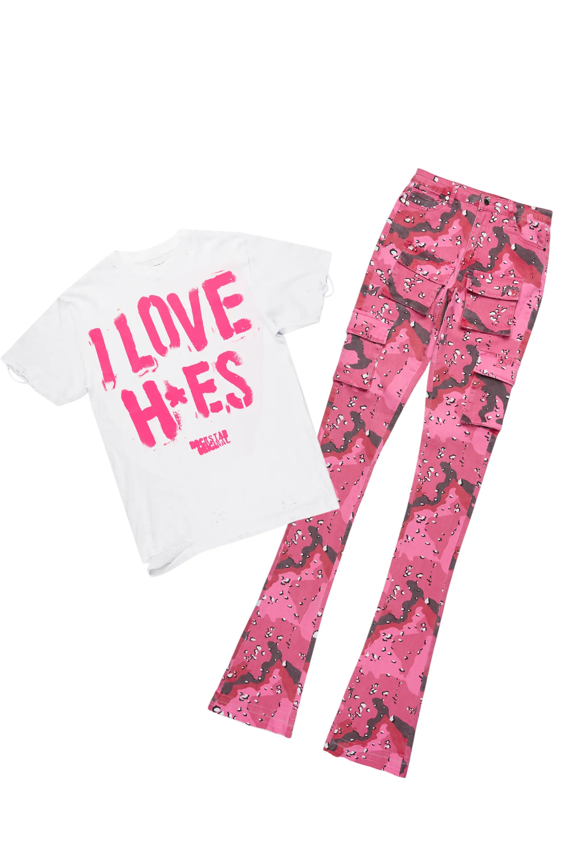 Diamonde White/Camo T-Shirt & Jean Set