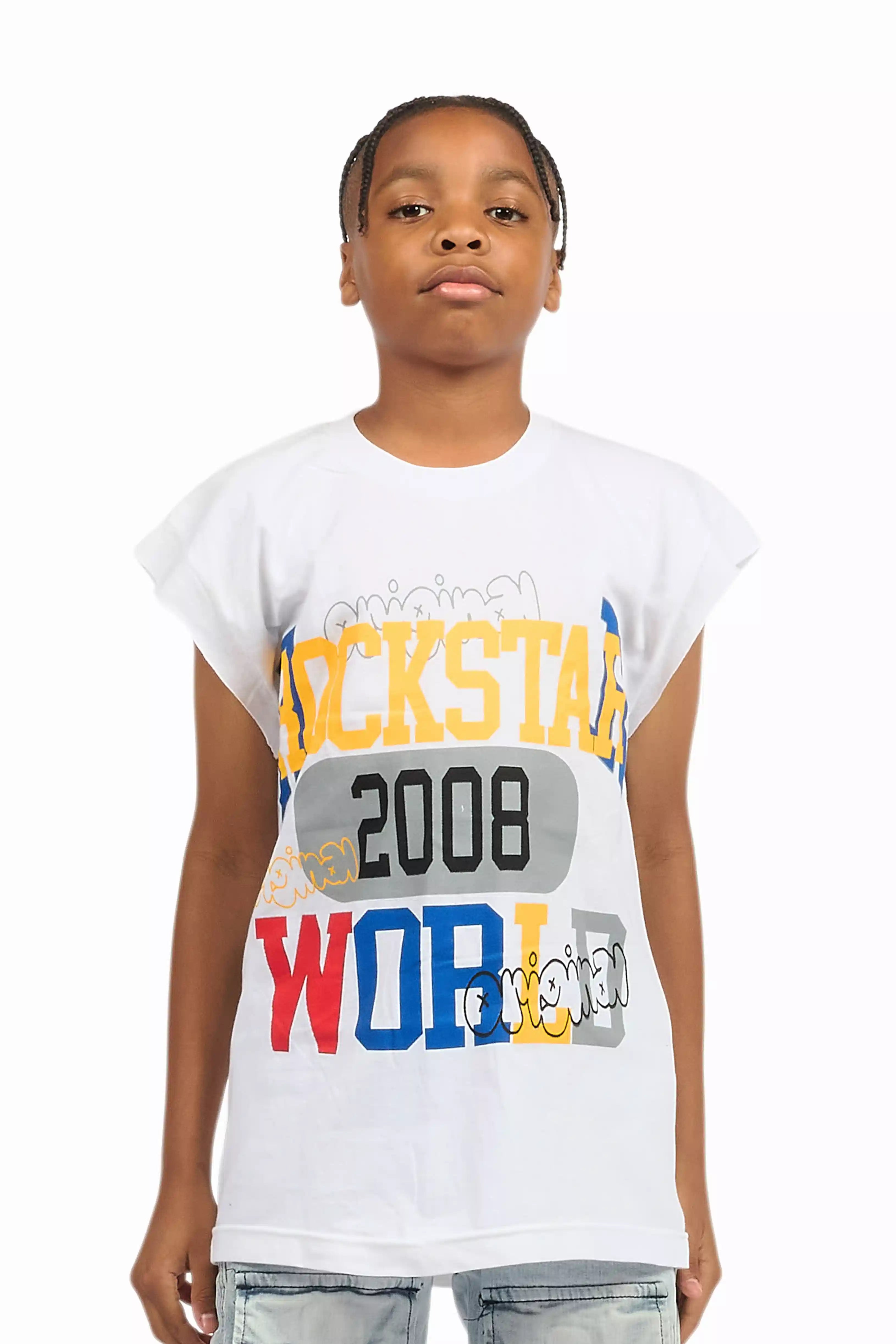 Boys Daria White/Multi Graphic Muscle T-Shirt