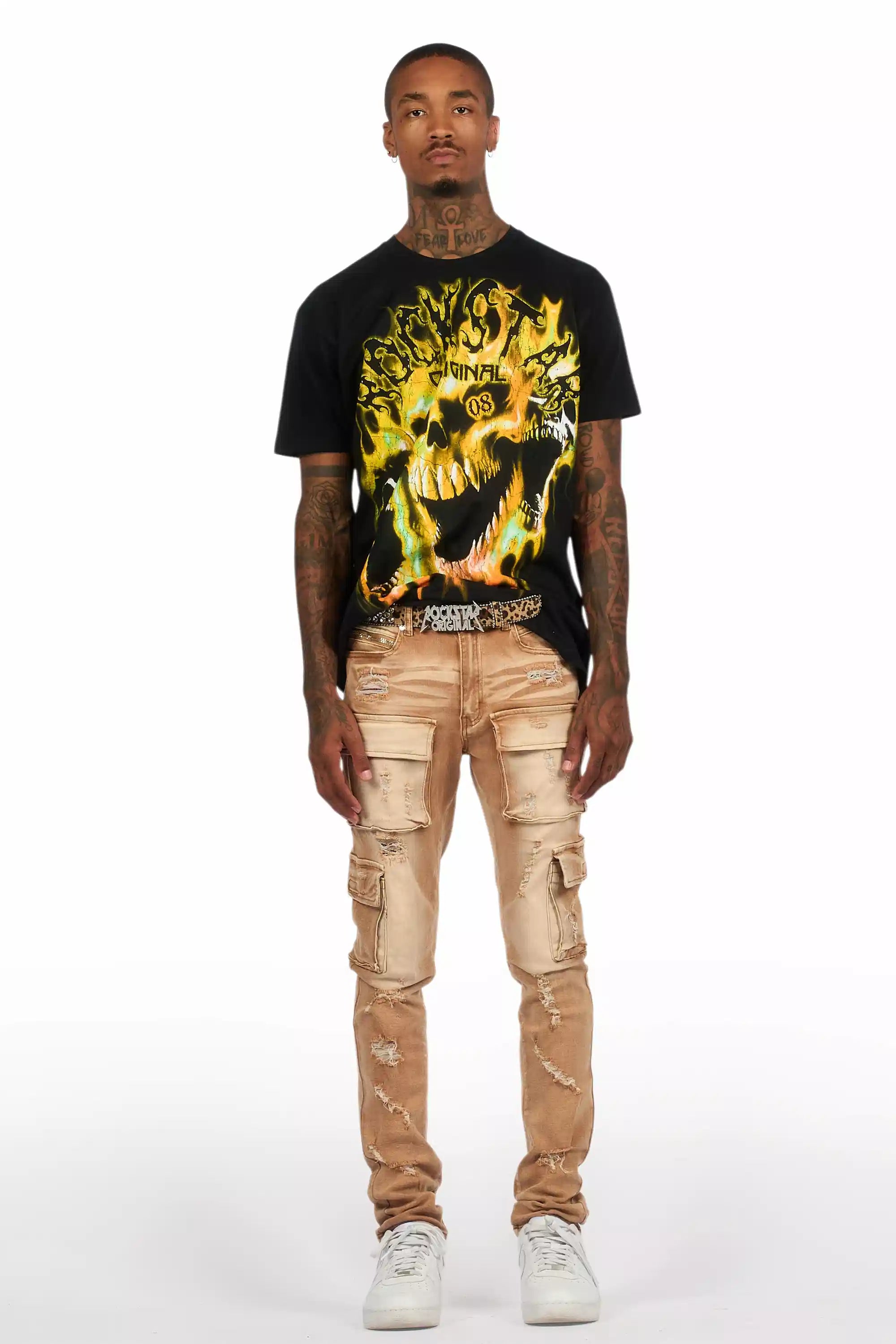 Kap Washed Beige Cargo Jean