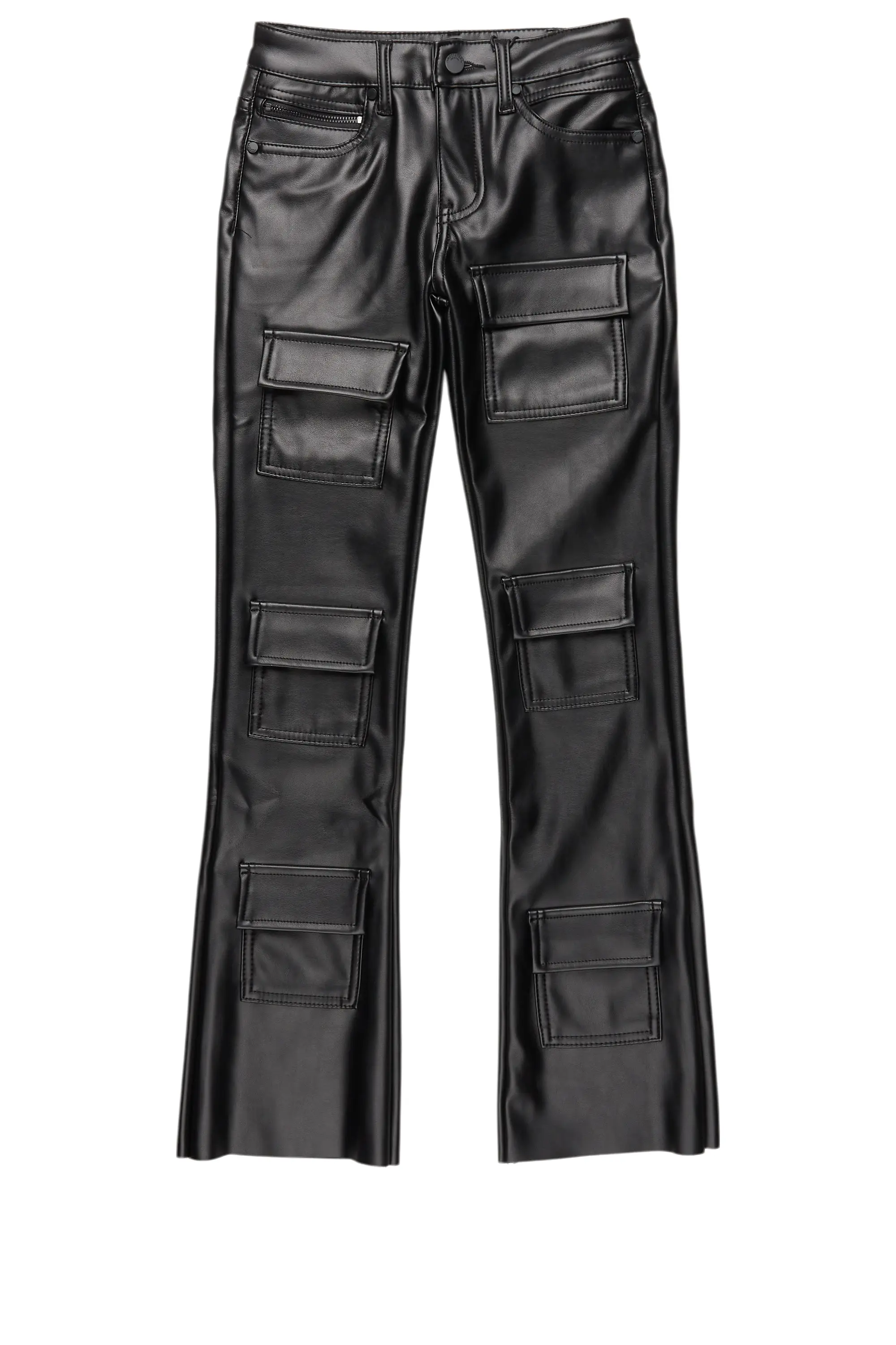 Boys Petrus Black PU Leather Jean