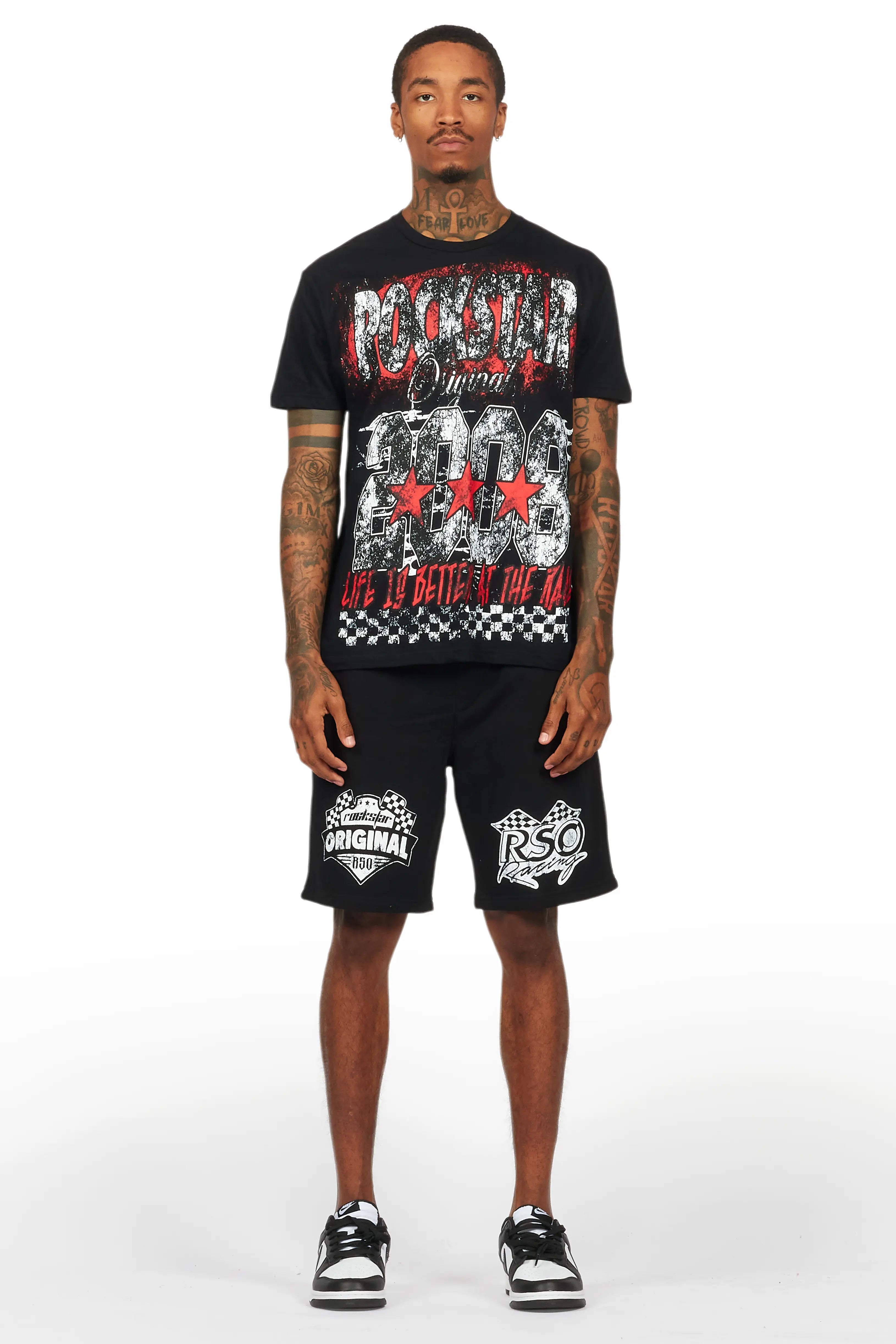Racing Grung Black Graphic T-Shirt Short Set