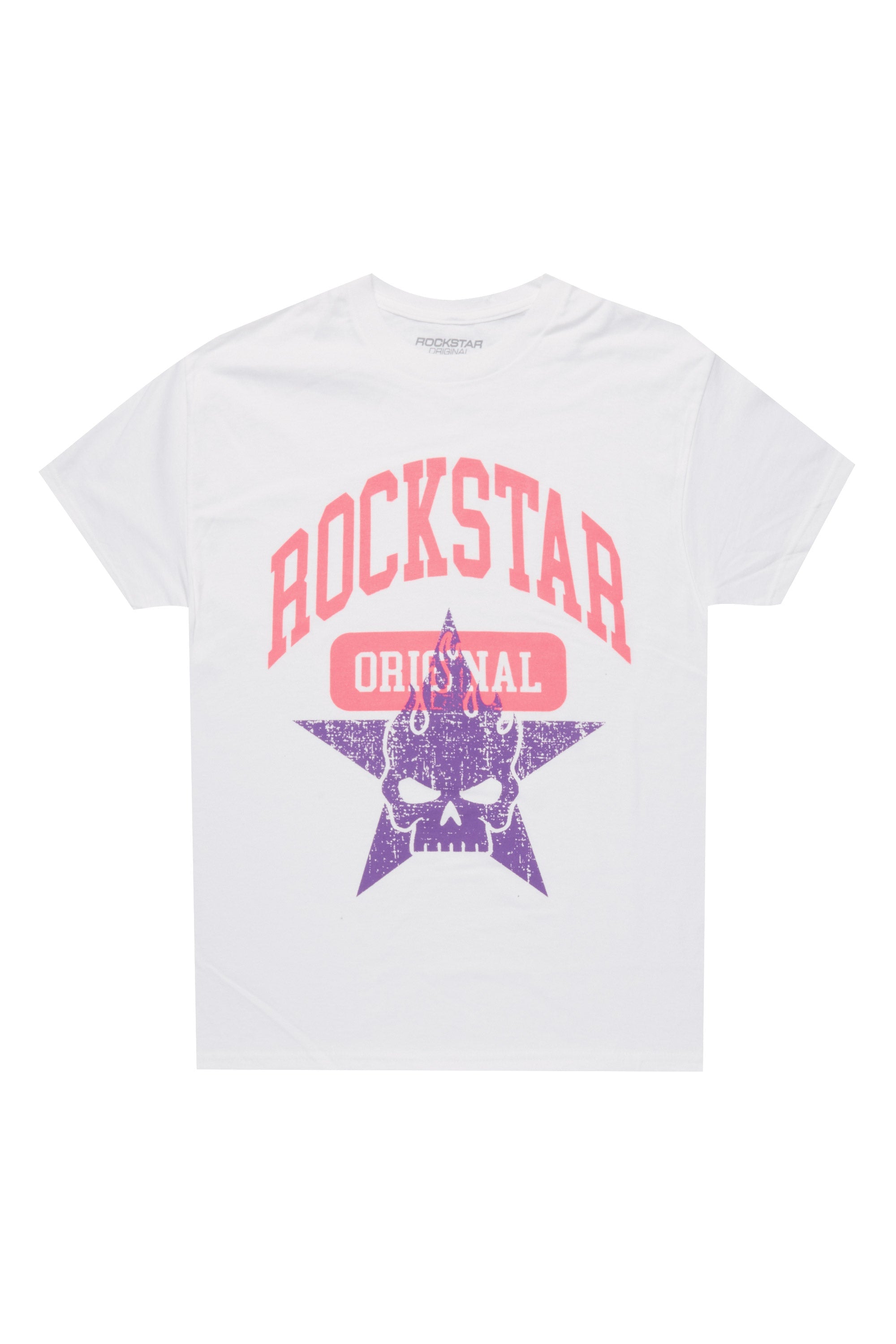 Girls Semaji White/Pink Graphic T-Shirt