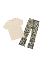 Boys Lake Vintage Sand/Beige T-Shirt/Stacked Flare Jean Set