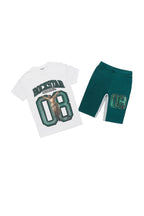 Boys Fields White/Dark Green T-Shirt/Short Set